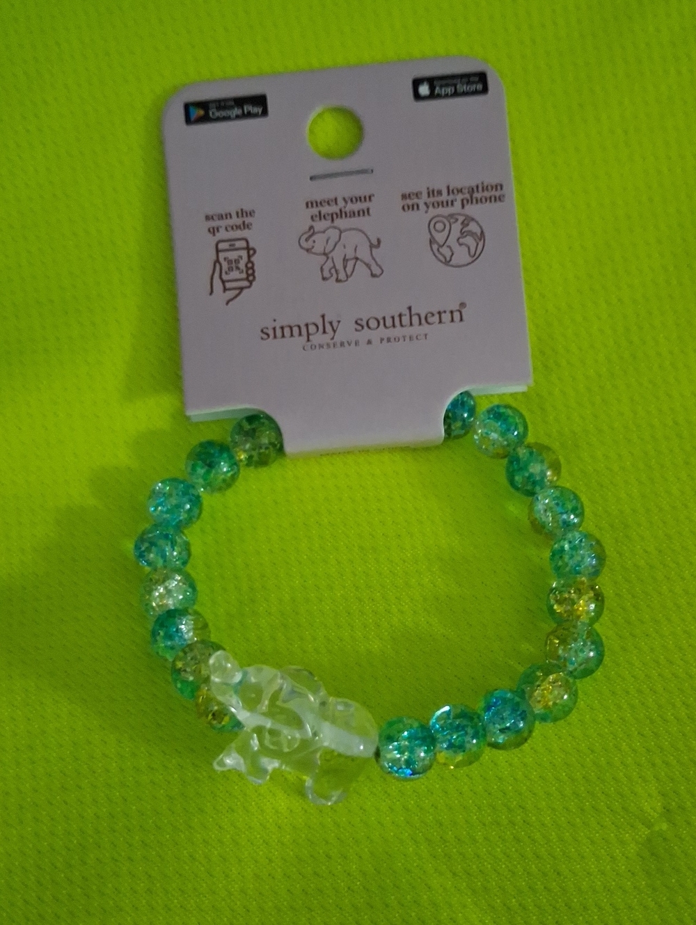 Simply Southern Blue & Clear Elephant Stretch Bracelet